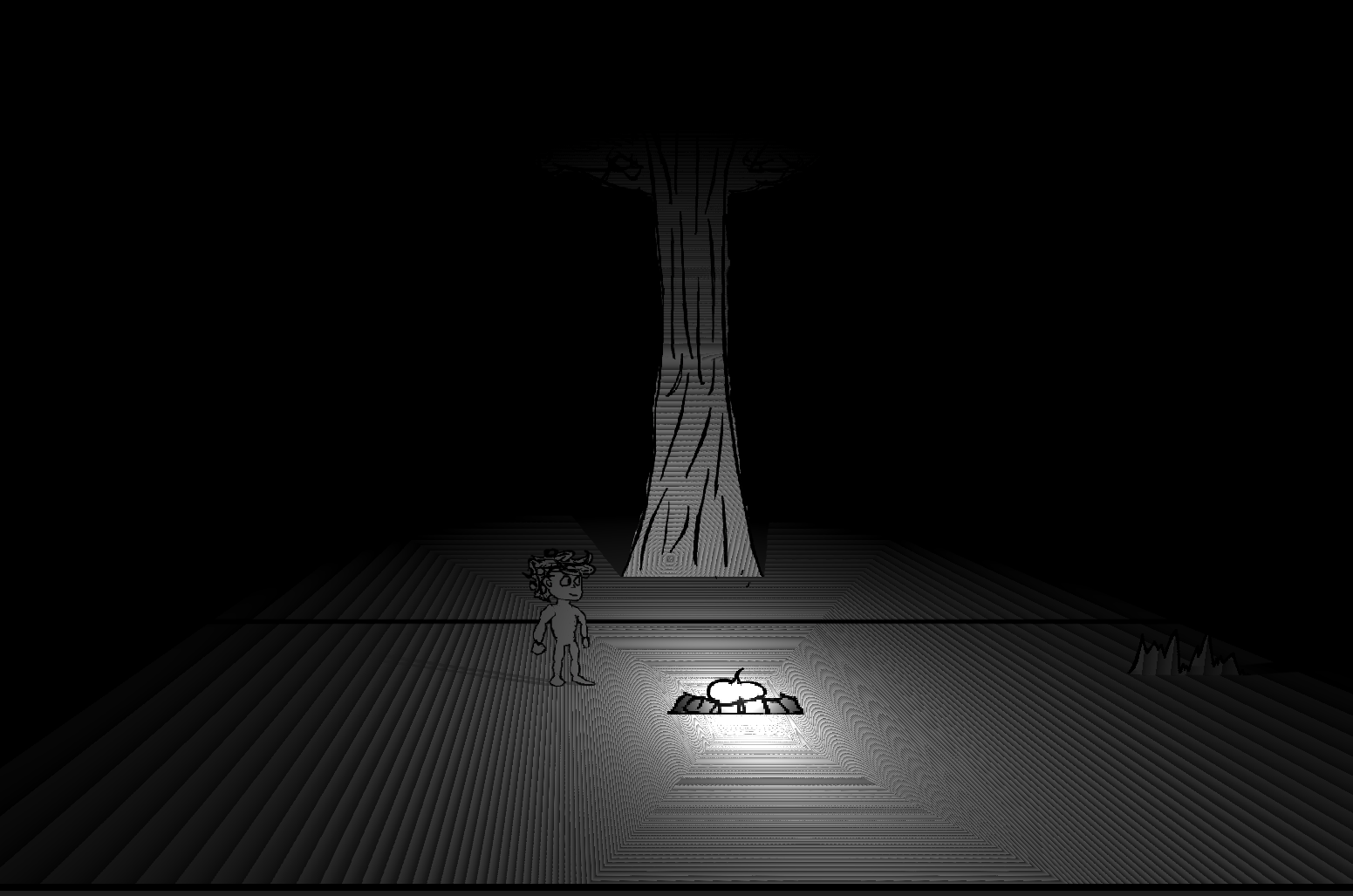 Weird lines and distortions caused by the campfire lighting.